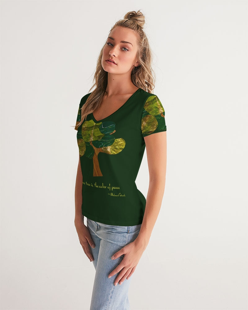 The Olive Tree is the Color of Peace T shirt Women's All-Over Print V-Neck Tee