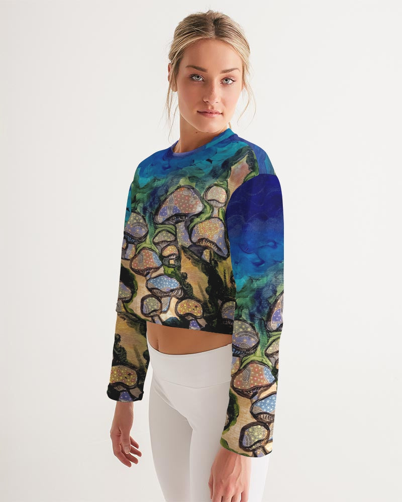 Mushrooms are Magic! Women's All-Over Print Cropped Sweatshirt