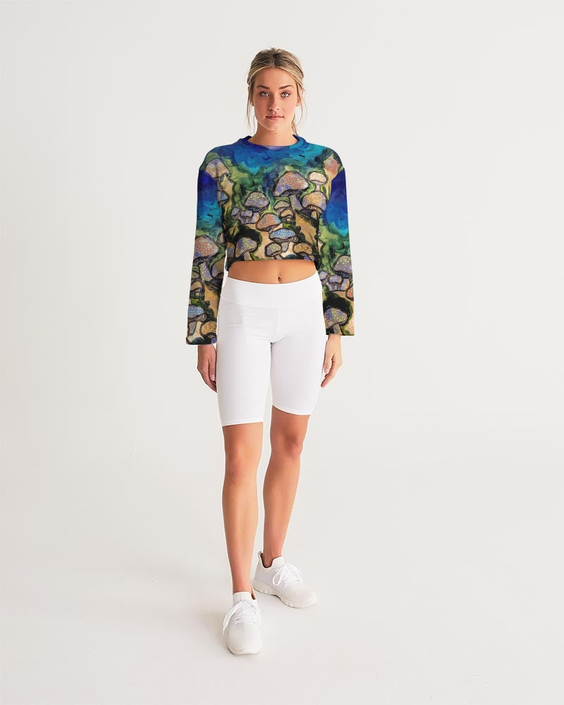 Mushrooms are Magic! Women's All-Over Print Cropped Sweatshirt