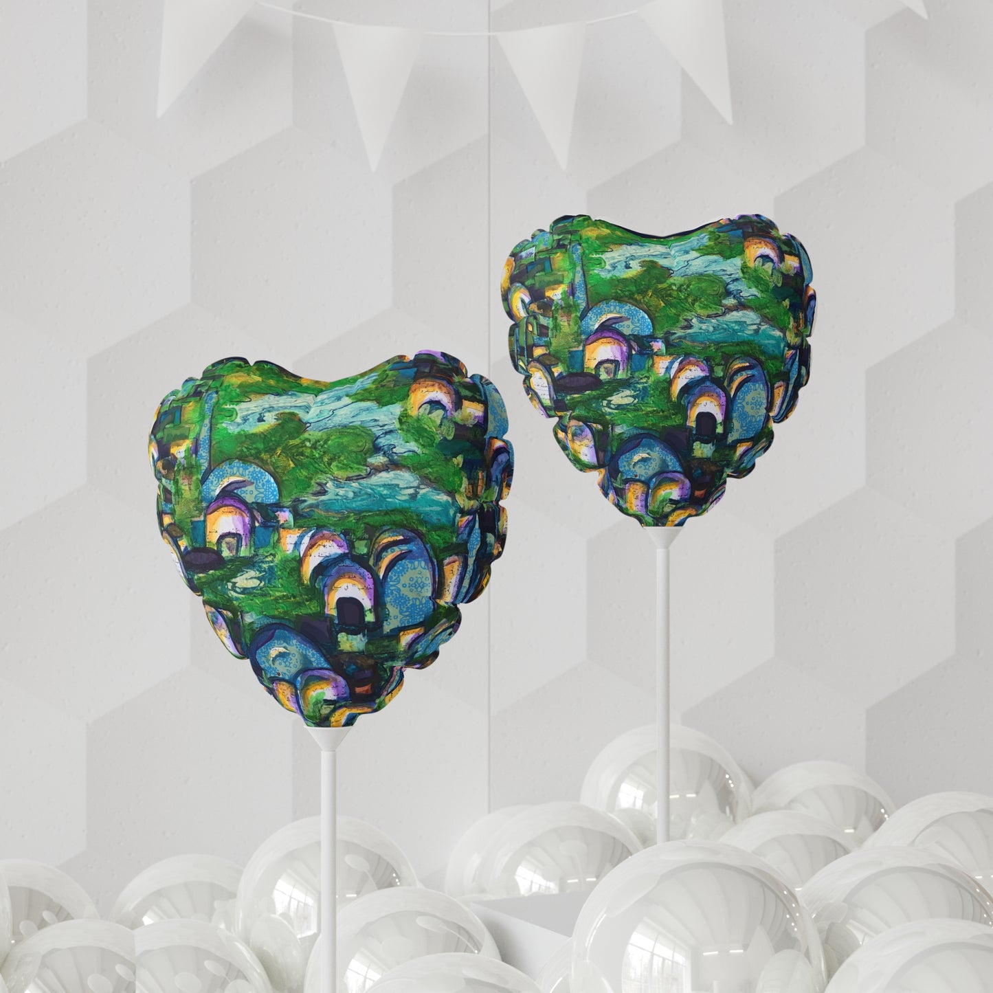 Green Village Balloon (Round and Heart-shaped), 11"