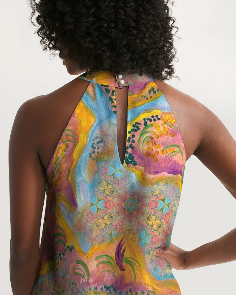 Around the world Women's All-Over Print Halter Dress