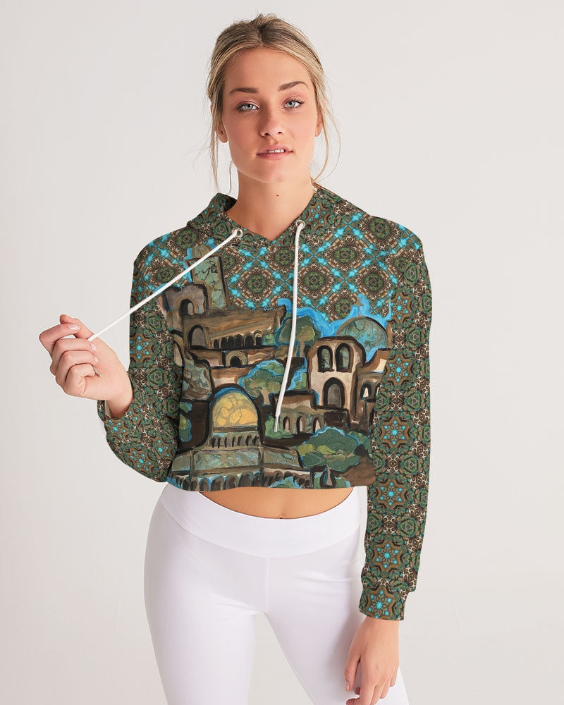 Prayers for Peace Women's All-Over Print Cropped Hoodie