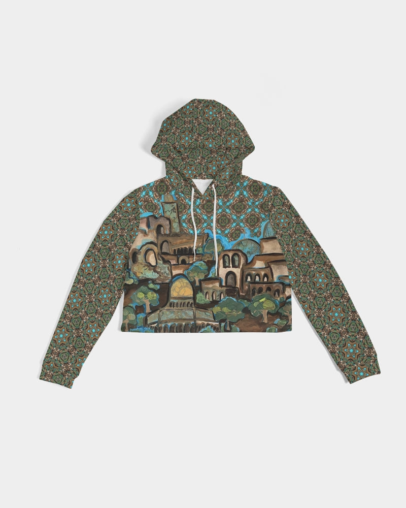 Prayers for Peace Women's All-Over Print Cropped Hoodie
