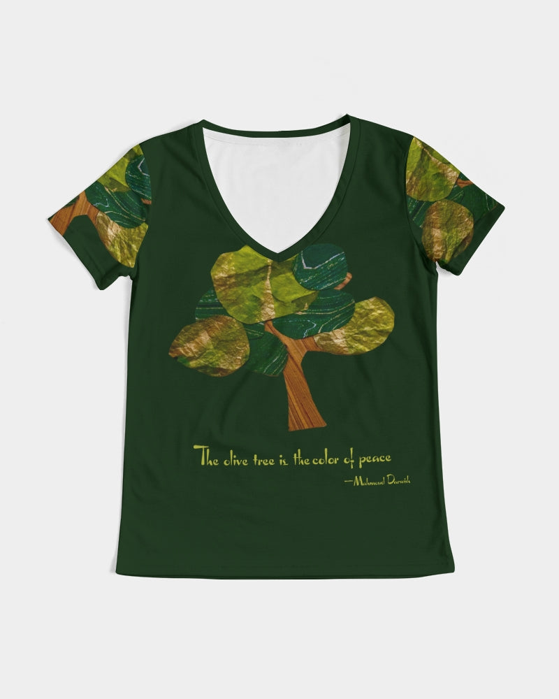 The Olive Tree is the Color of Peace T shirt Women's All-Over Print V-Neck Tee
