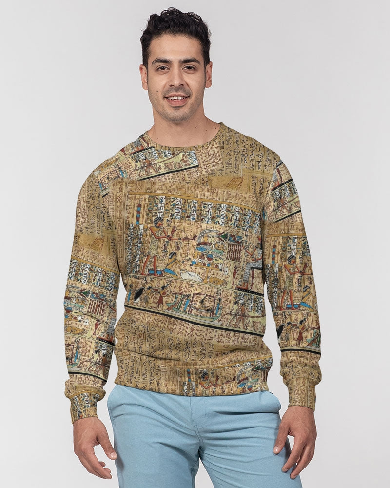 Walk like an Egyptian Men's All-Over Print Classic French Terry Crewneck Pullover
