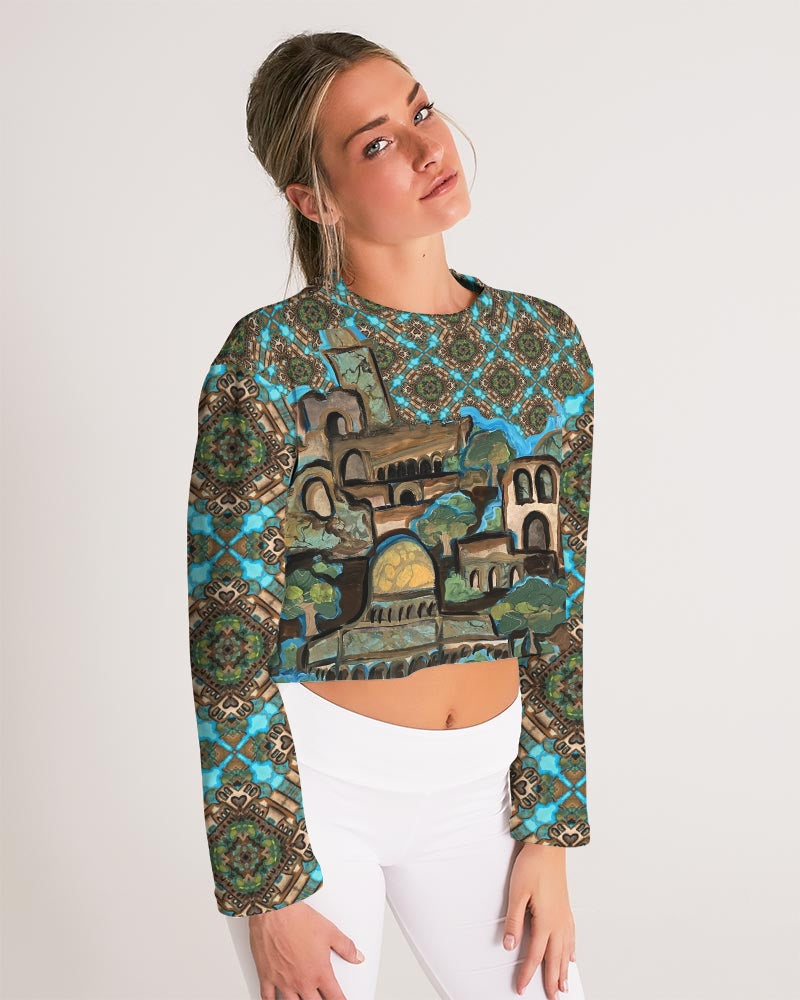Prayers for Peace Women's All-Over Print Cropped Sweatshirt
