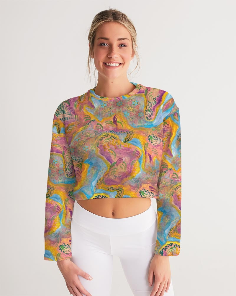 Around the world Women's All-Over Print Cropped Sweatshirt