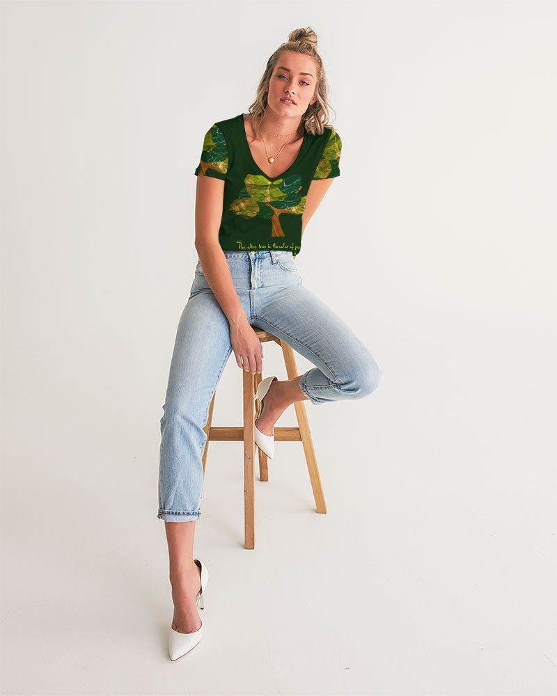 The Olive Tree is the Color of Peace T shirt Women's All-Over Print V-Neck Tee