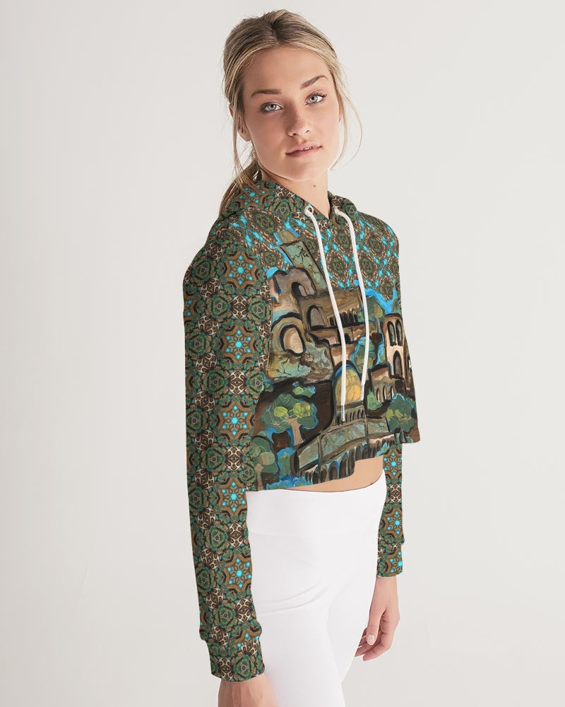 Prayers for Peace Women's All-Over Print Cropped Hoodie