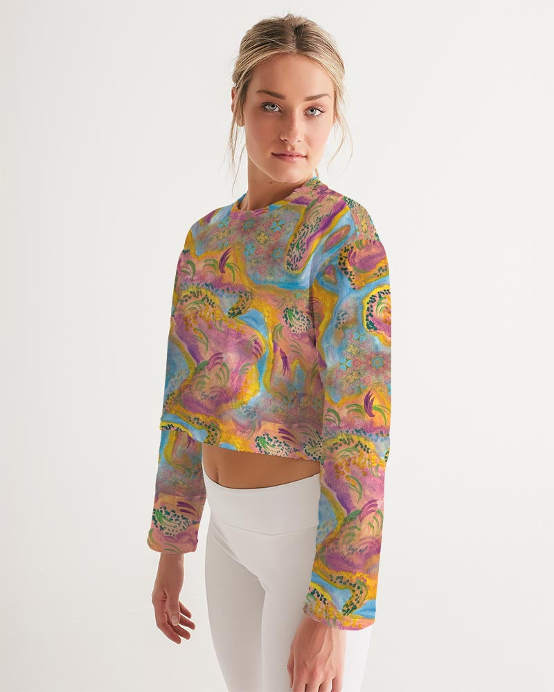Around the world Women's All-Over Print Cropped Sweatshirt