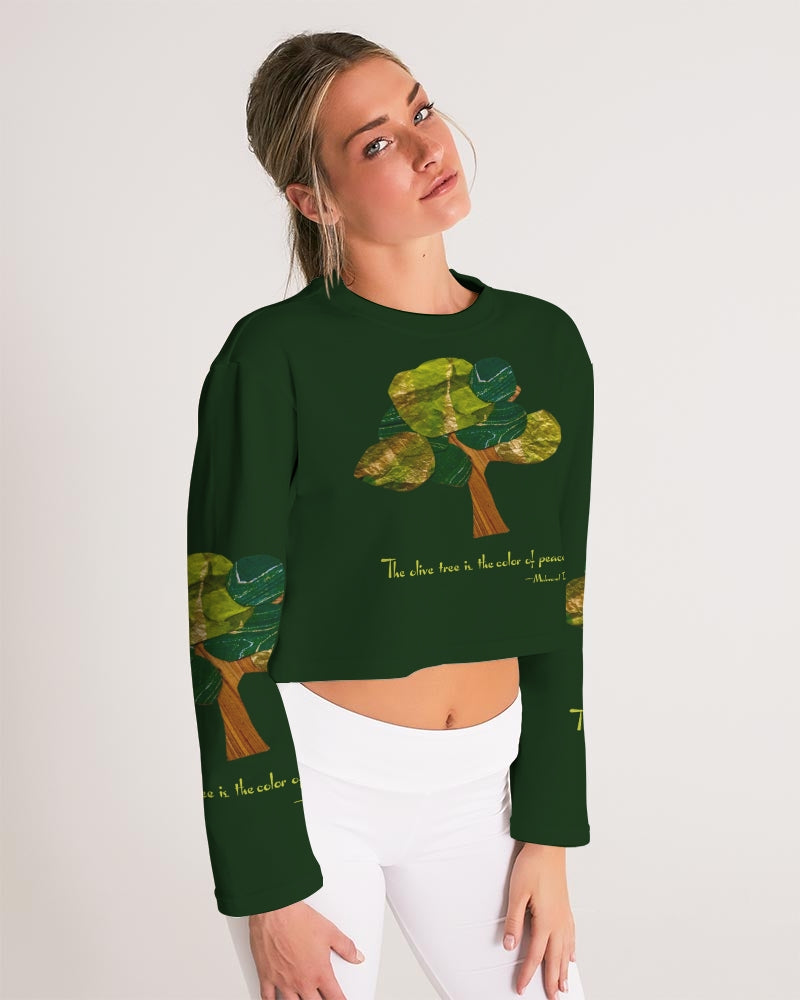 The Olive Tree is the Color of Peace T shirt Women's All-Over Print Cropped Sweatshirt