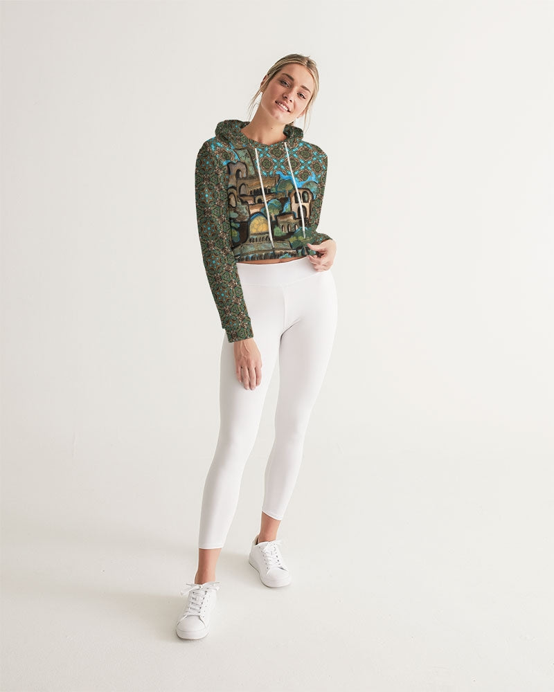 Prayers for Peace Women's All-Over Print Cropped Hoodie