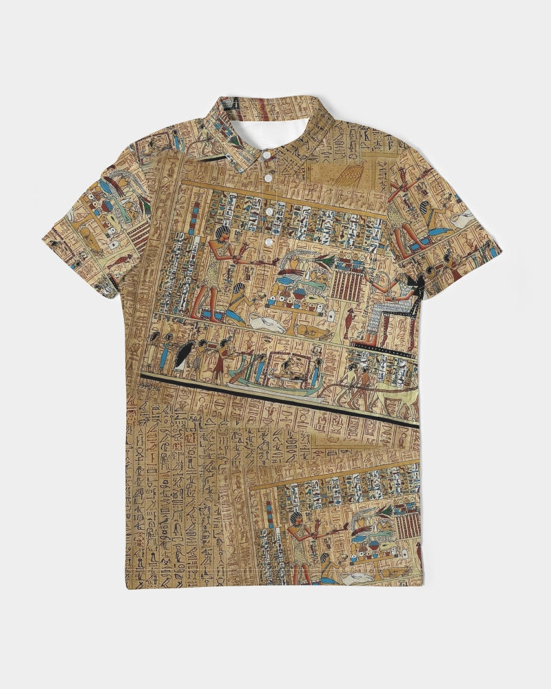 Walk like an Egyptian Men's All-Over Print Slim Fit Short Sleeve Polo