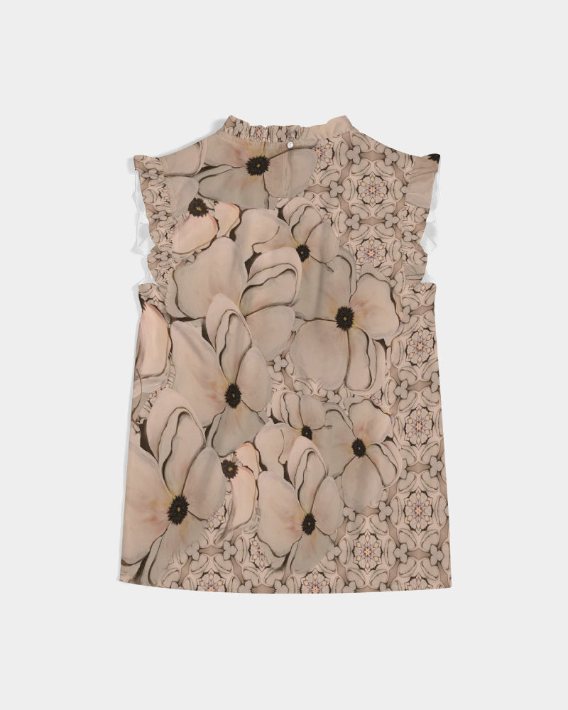 Blossoms Women's All-Over Print Ruffle Sleeve Top