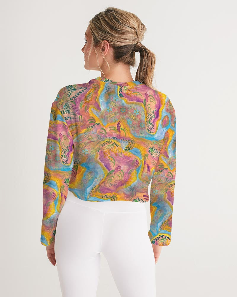 Around the world Women's All-Over Print Cropped Sweatshirt