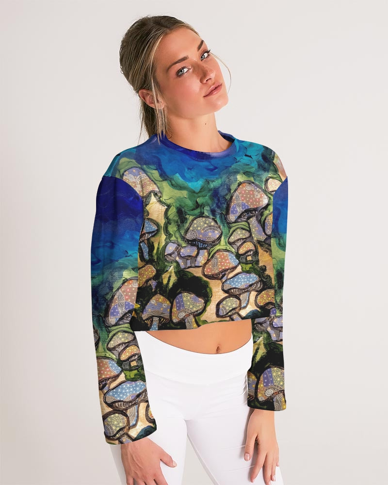 Mushrooms are Magic! Women's All-Over Print Cropped Sweatshirt