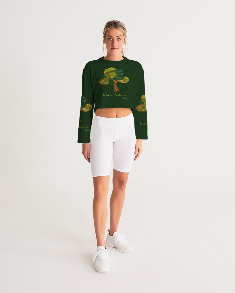 The Olive Tree is the Color of Peace T shirt Women's All-Over Print Cropped Sweatshirt