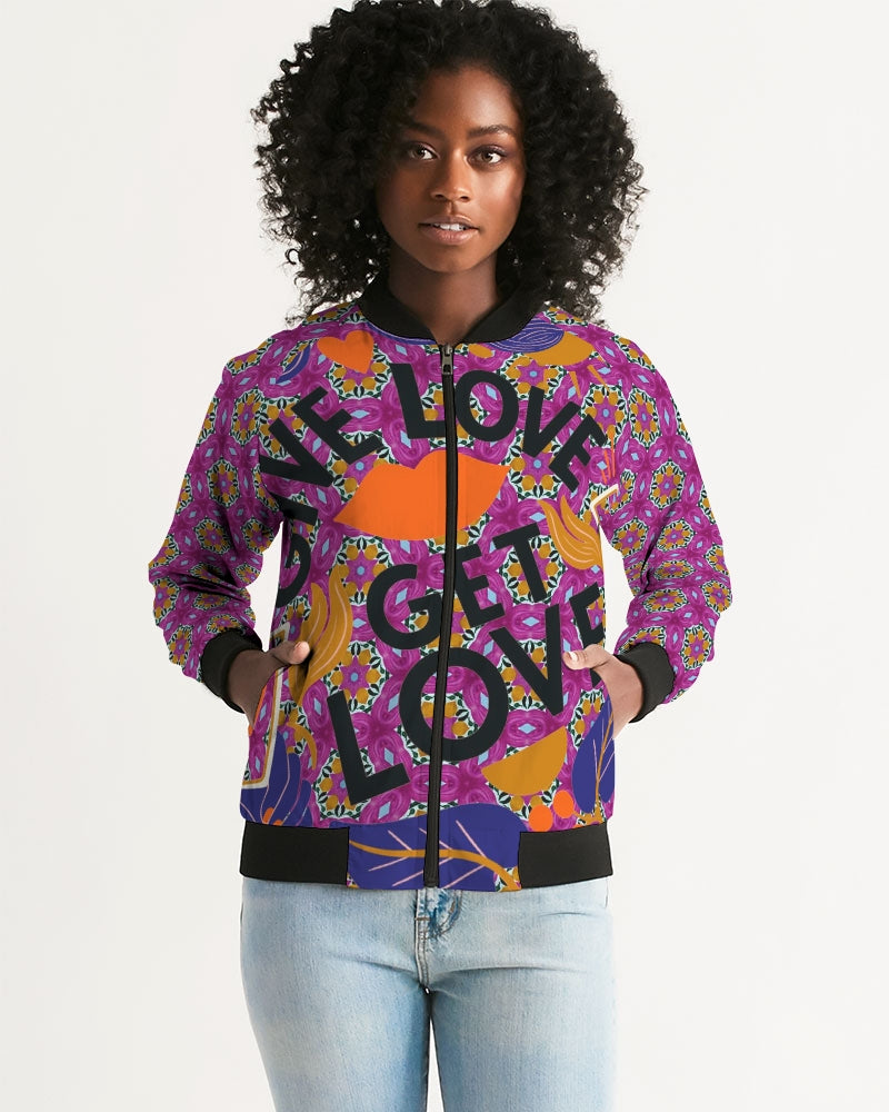 Give Love Women's All-Over Print Bomber Jacket