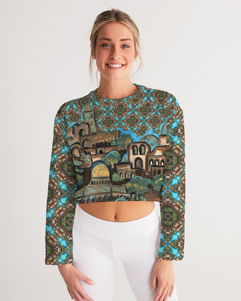 Prayers for Peace Women's All-Over Print Cropped Sweatshirt