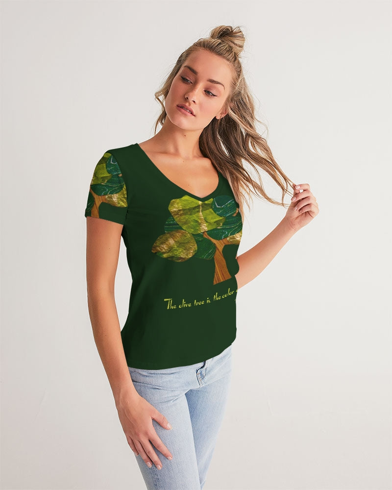 The Olive Tree is the Color of Peace T shirt Women's All-Over Print V-Neck Tee