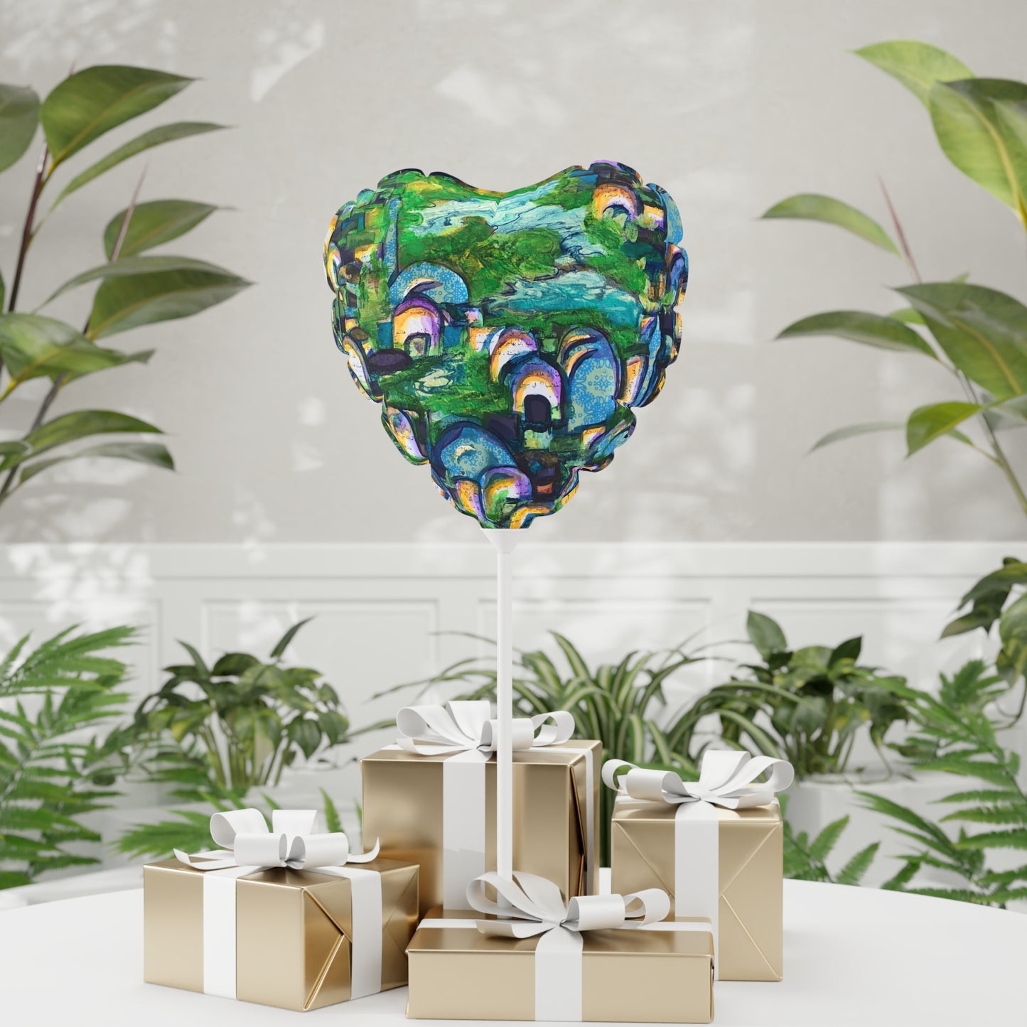 Green Village Balloon (Round and Heart-shaped), 11"