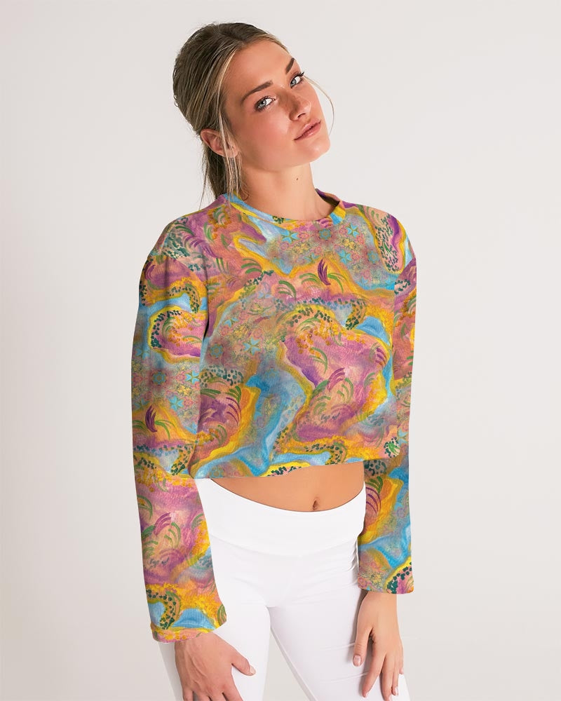 Around the world Women's All-Over Print Cropped Sweatshirt