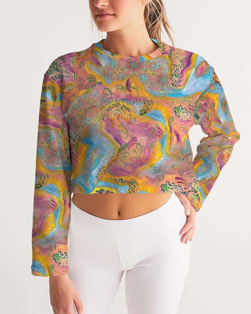 Around the world Women's All-Over Print Cropped Sweatshirt