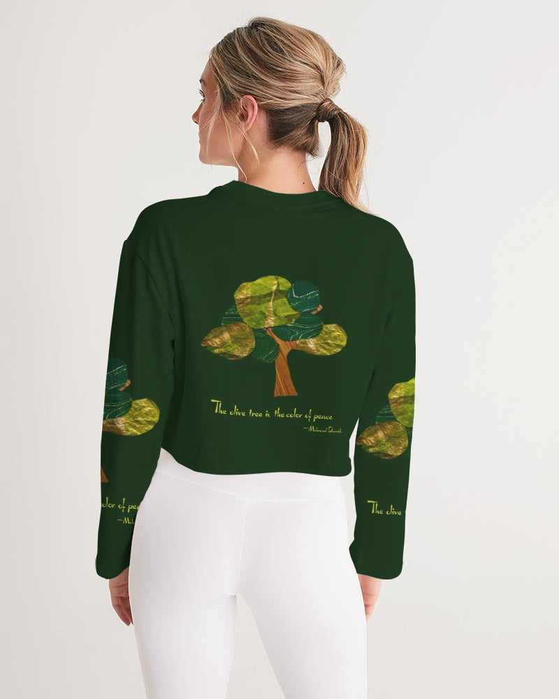 The Olive Tree is the Color of Peace T shirt Women's All-Over Print Cropped Sweatshirt
