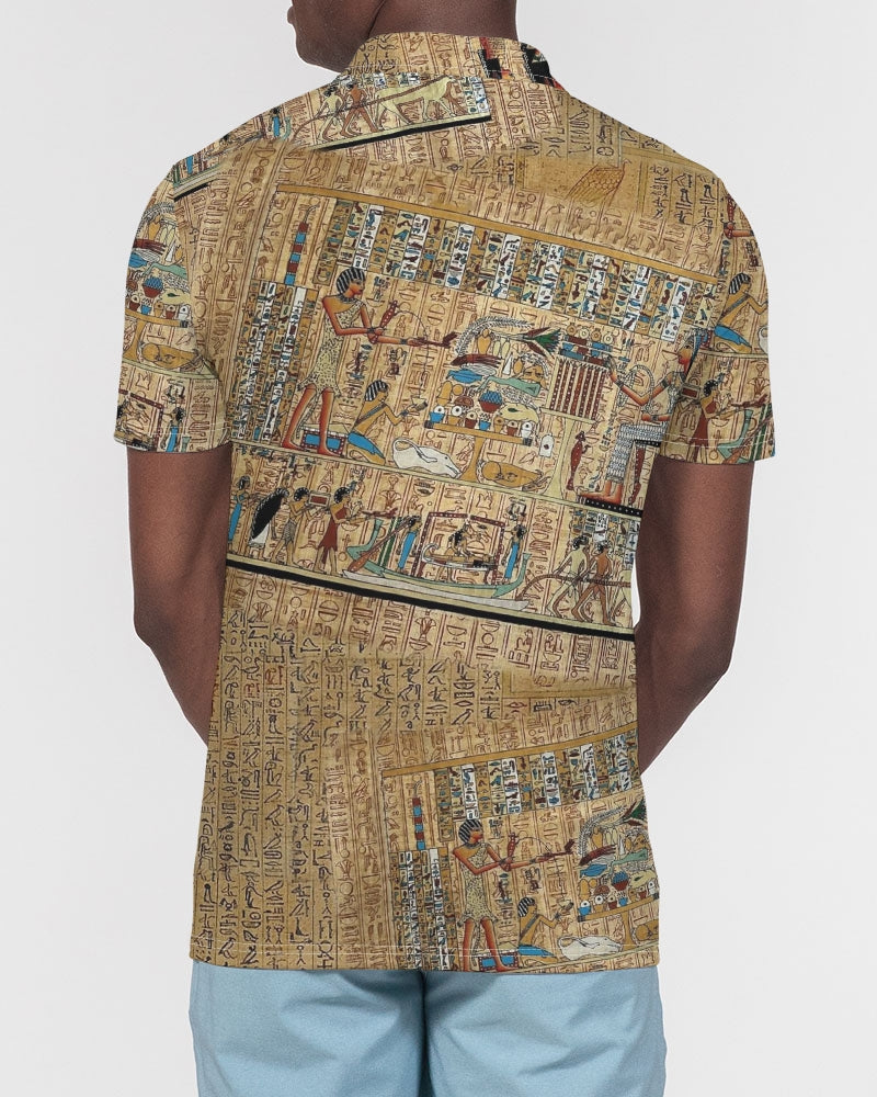 Walk like an Egyptian Men's All-Over Print Slim Fit Short Sleeve Polo