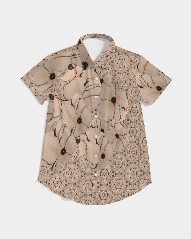 Blossoms Women's All-Over Print Short Sleeve Button Up