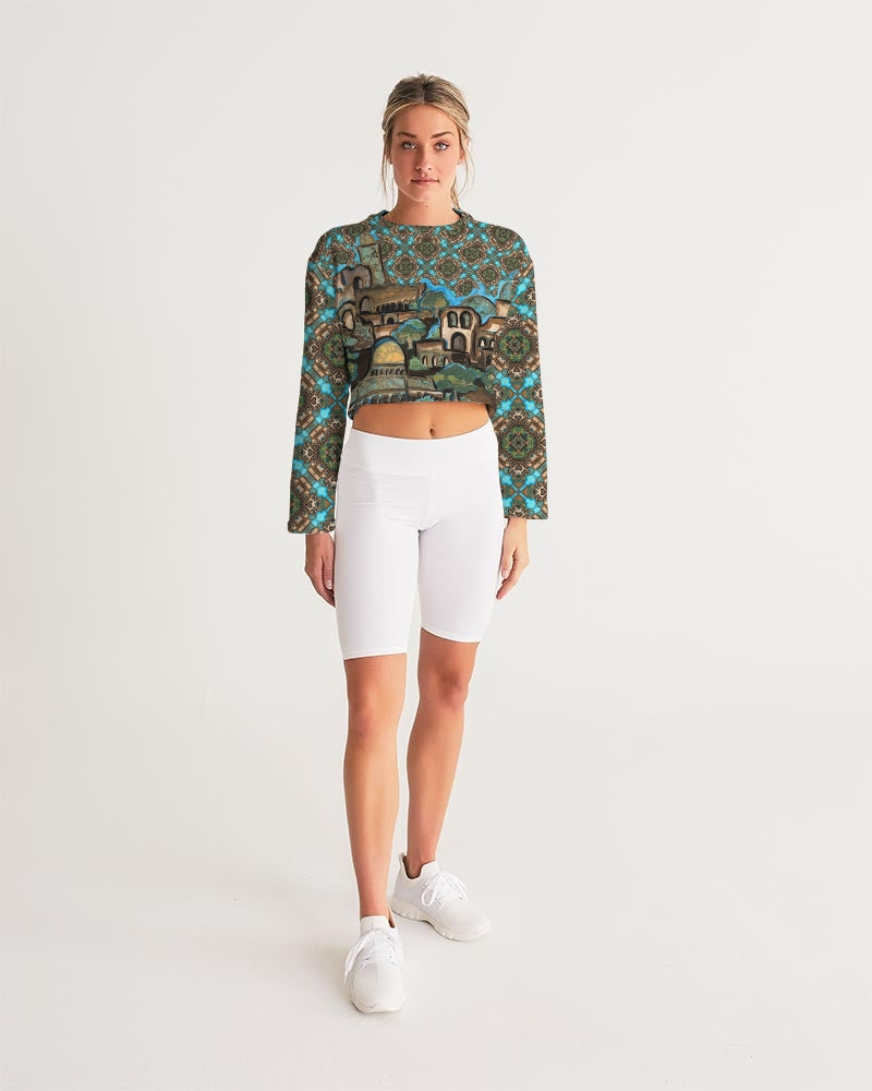 Prayers for Peace Women's All-Over Print Cropped Sweatshirt