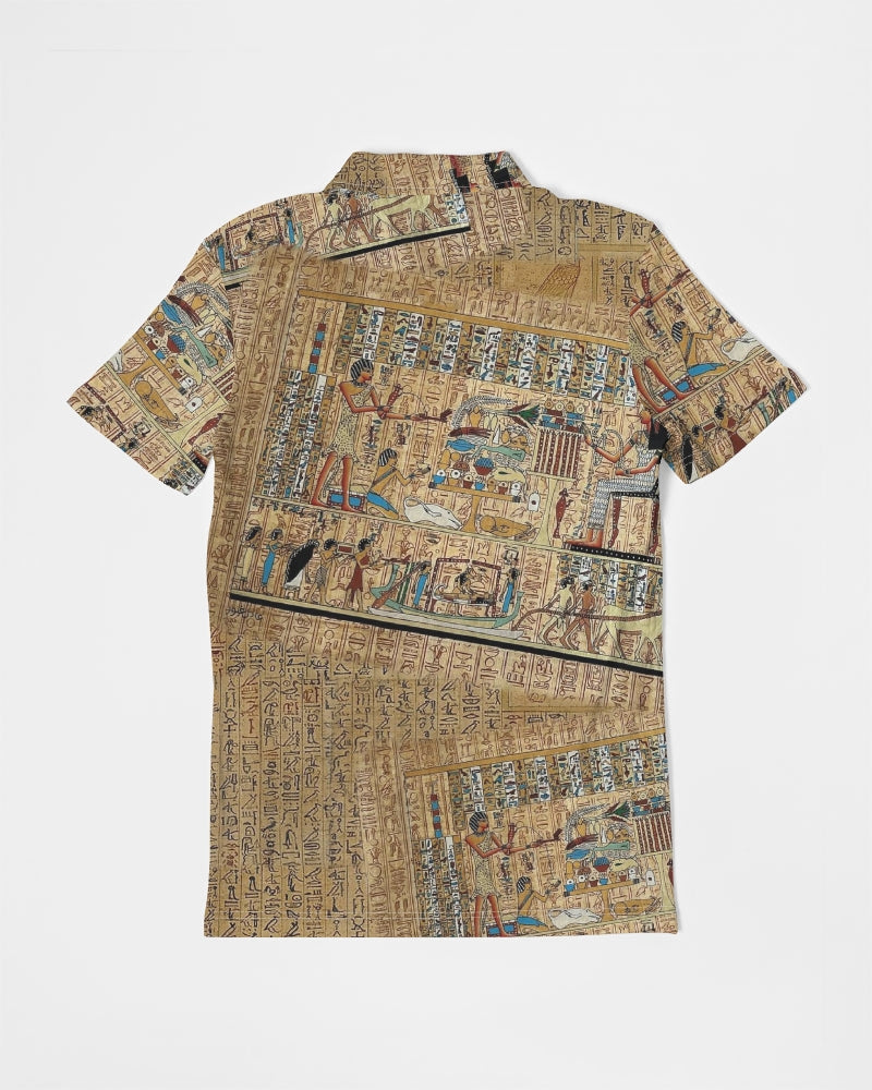 Walk like an Egyptian Men's All-Over Print Slim Fit Short Sleeve Polo