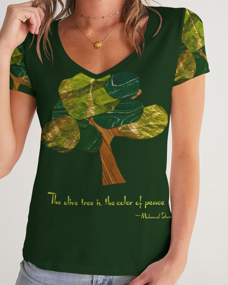 The Olive Tree is the Color of Peace T shirt Women's All-Over Print V-Neck Tee