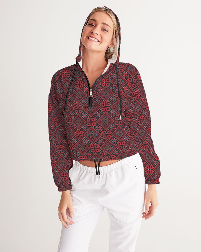 Palestinian @ Heart Women's All-Over Print Cropped Windbreaker