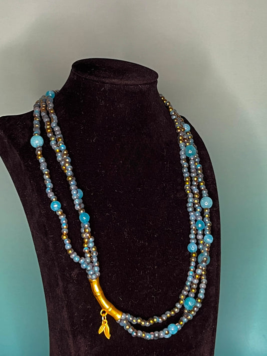 Blue Bamboo Necklace