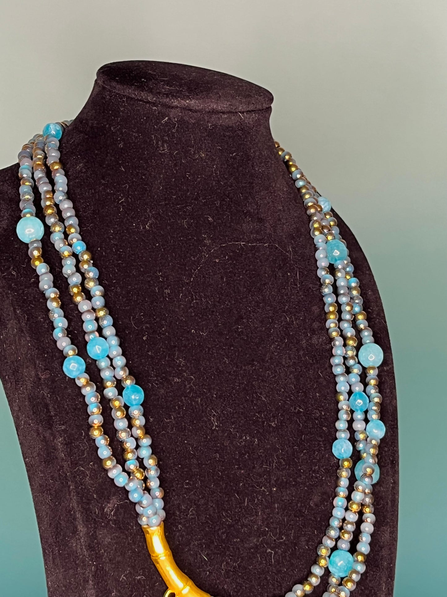 Blue Bamboo Necklace