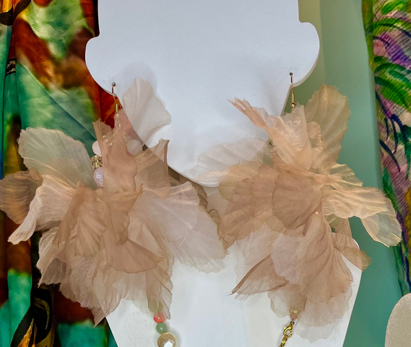 Organza flower earrings