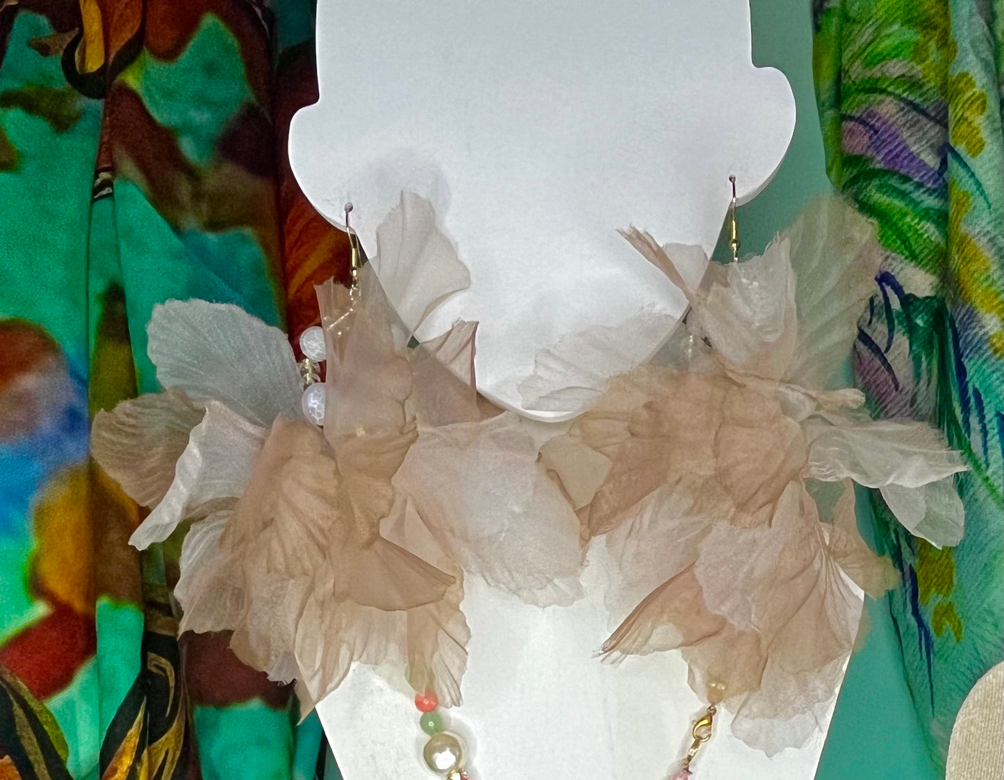 Organza flower earrings
