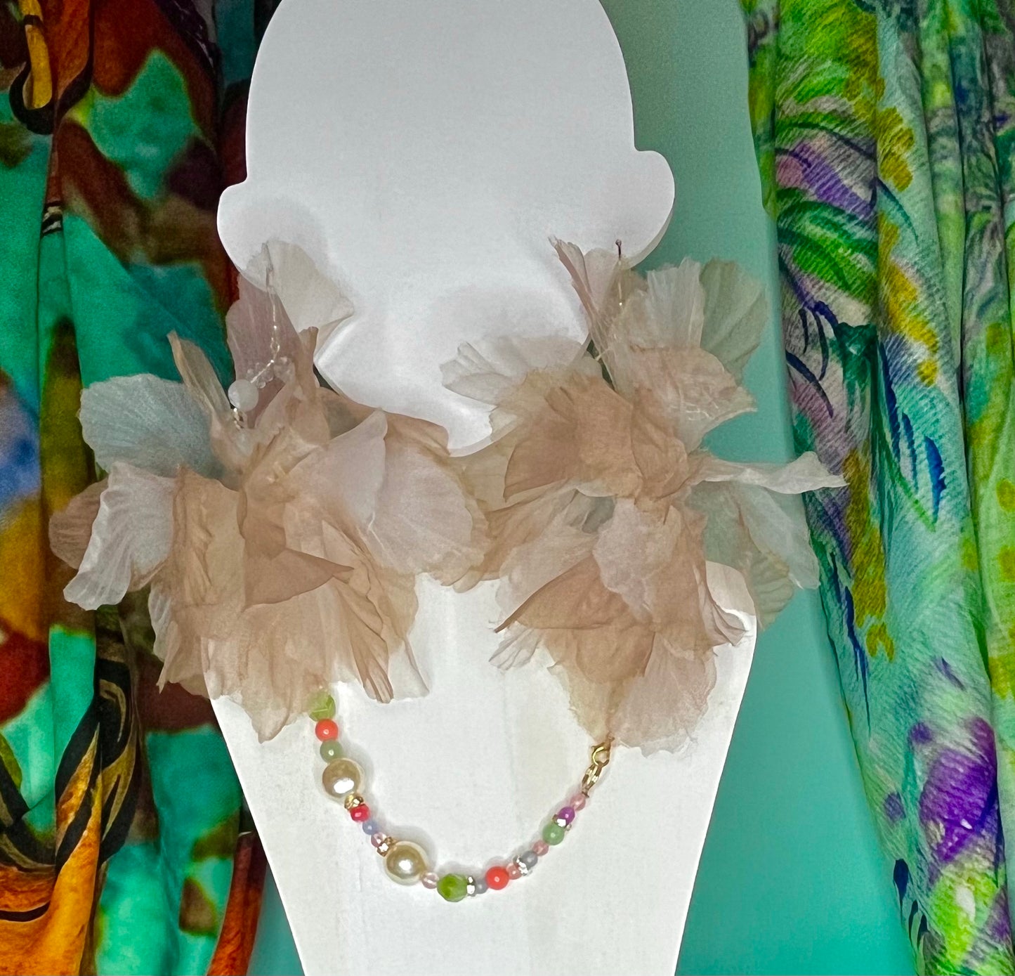 Organza flower earrings