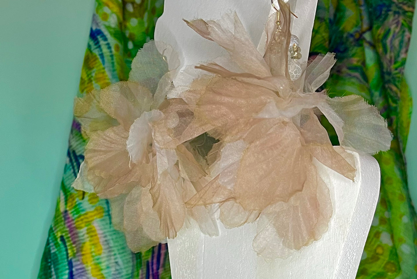Organza flower earrings