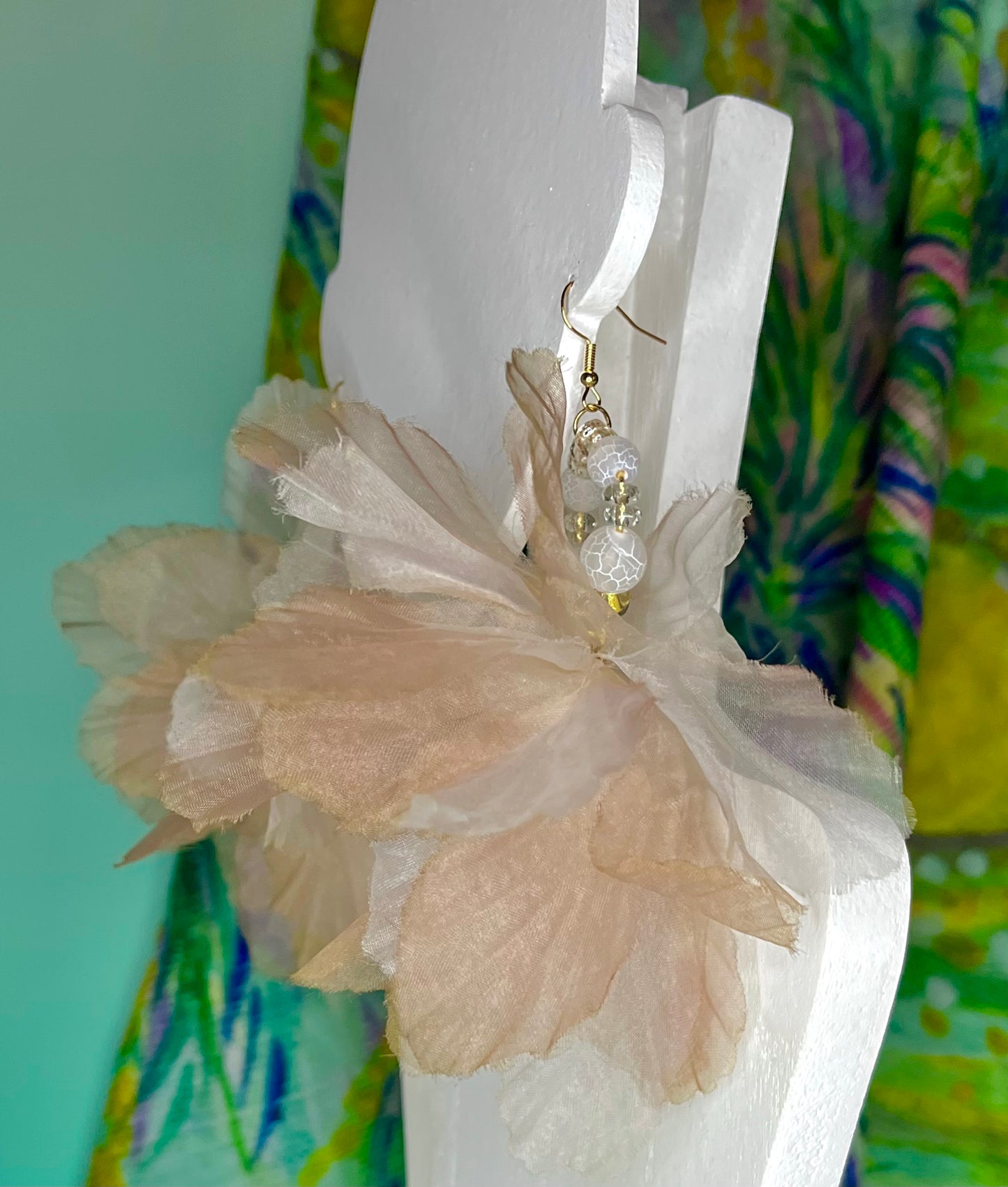 Organza flower earrings