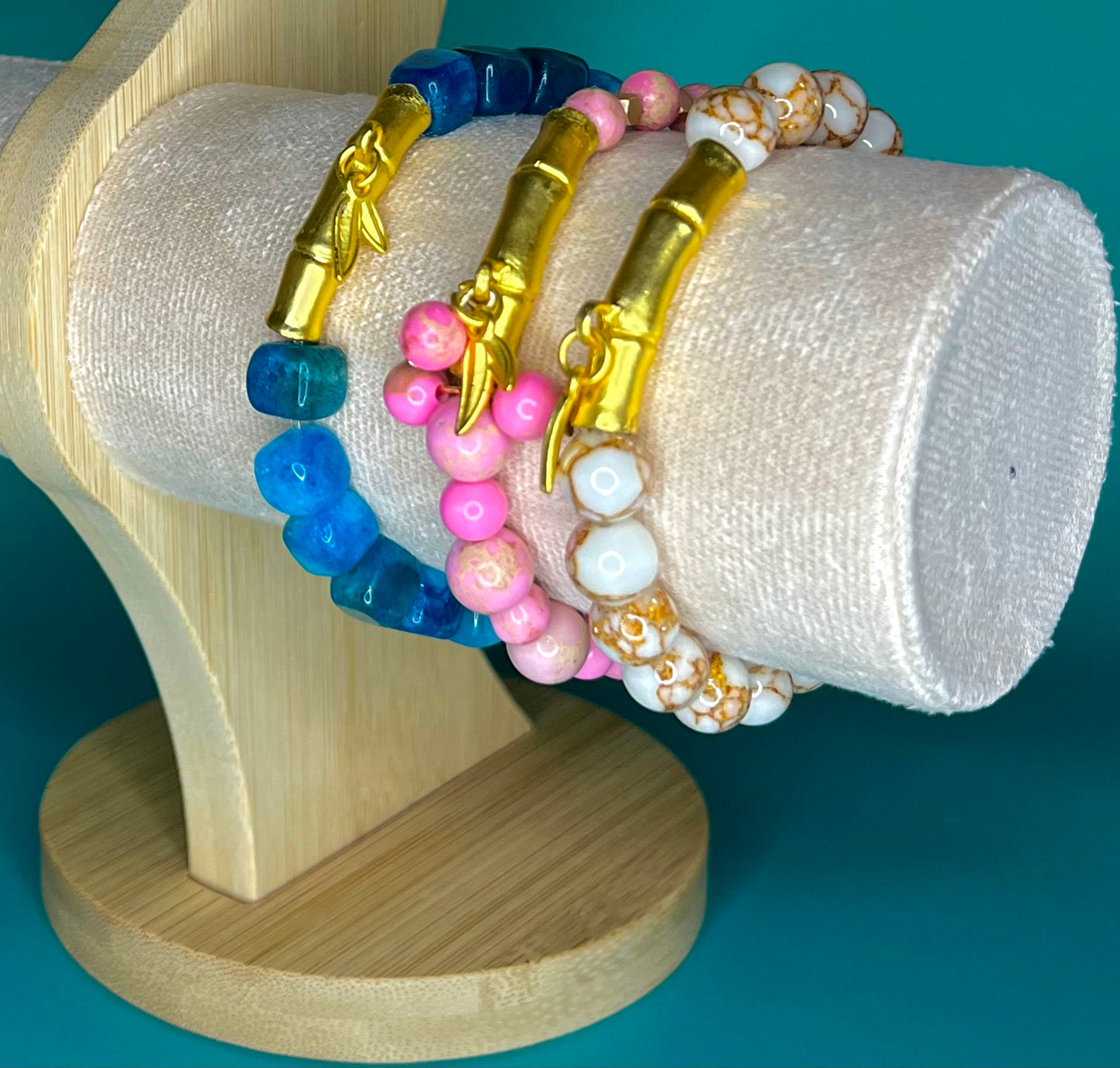 Gold Bamboo natural stone bracelets