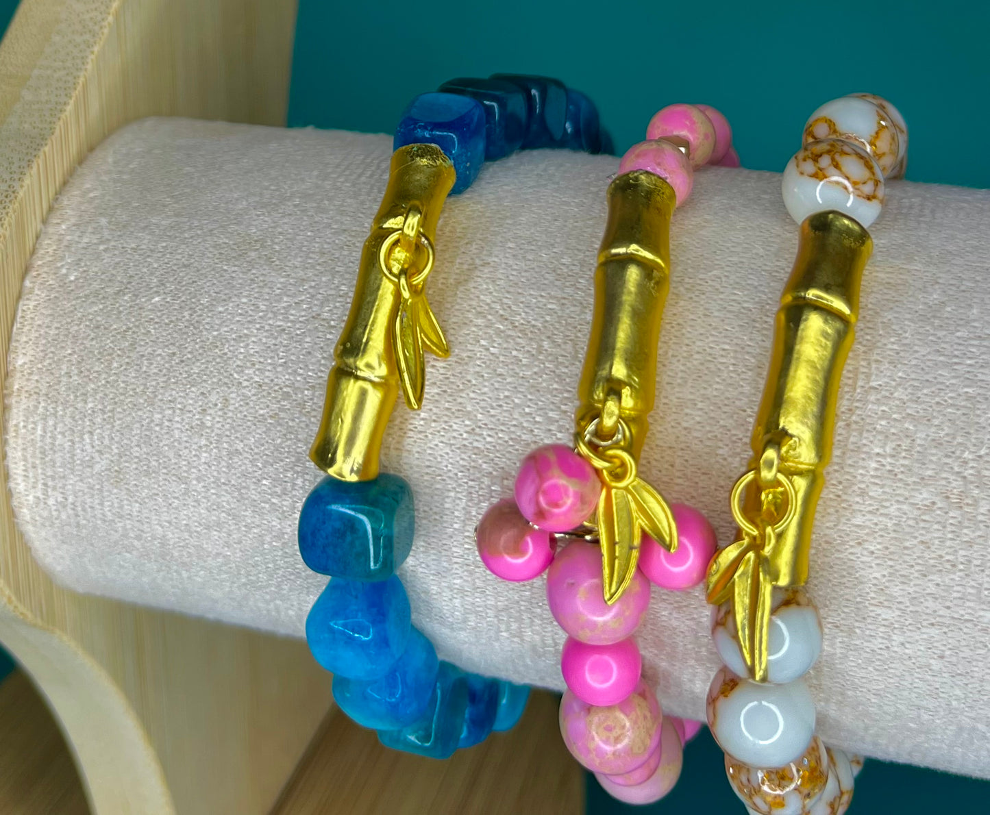 Gold Bamboo natural stone bracelets