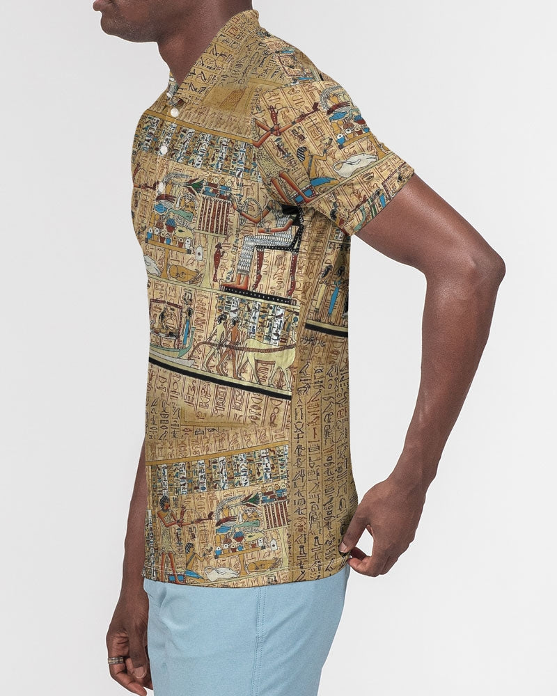 Walk like an Egyptian Men's All-Over Print Slim Fit Short Sleeve Polo