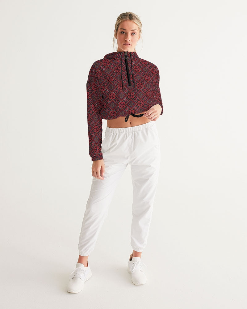 Palestinian @ Heart Women's All-Over Print Cropped Windbreaker