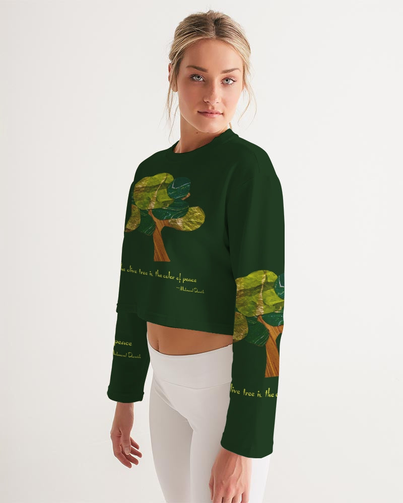 The Olive Tree is the Color of Peace T shirt Women's All-Over Print Cropped Sweatshirt