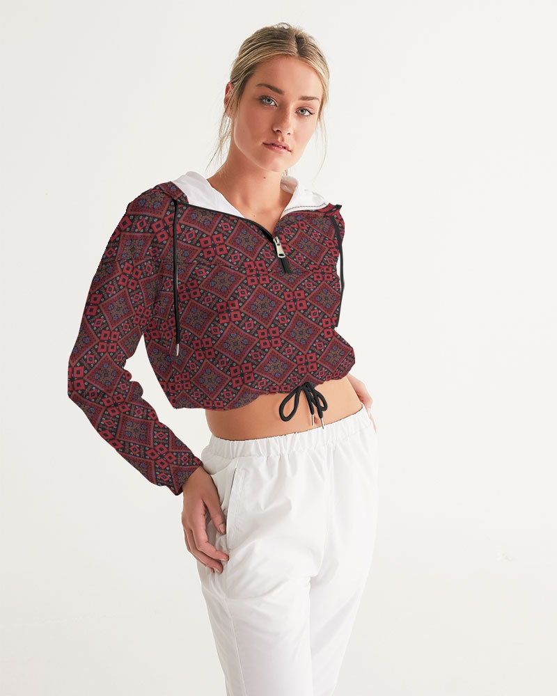 Palestinian @ Heart Women's All-Over Print Cropped Windbreaker