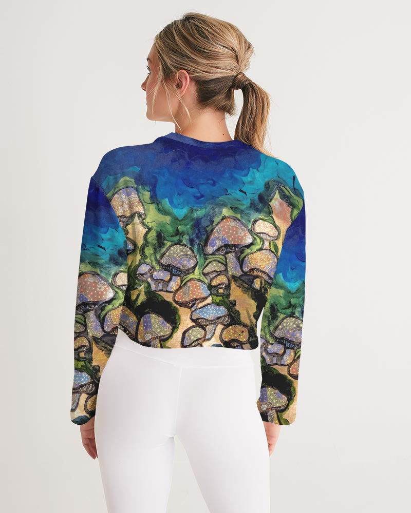 Mushrooms are Magic! Women's All-Over Print Cropped Sweatshirt