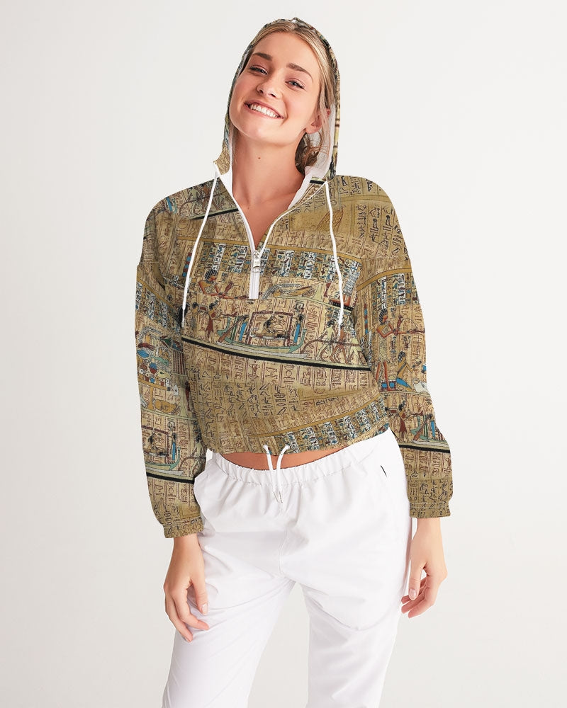 Walk like an Egyptian Women's All-Over Print Cropped Windbreaker