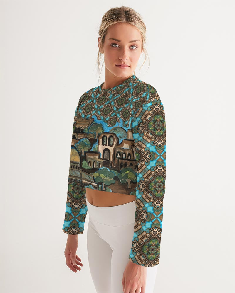 Prayers for Peace Women's All-Over Print Cropped Sweatshirt